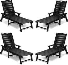 hOmeQomi Lounge Chair Set of 4 Adjustable Backrest All Weather Waterproof Black