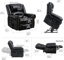 HTERWQEA Dual Motor Leather Power Lift Recliner Chair with Massage, Heat