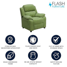 Flash Furniture Charlie Kids Recliner with Storage Arms Avocado Microfiber