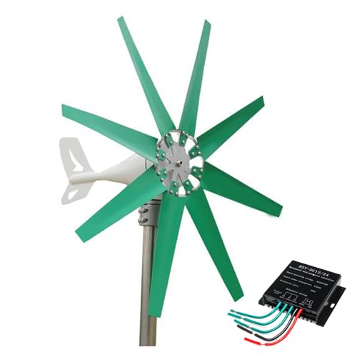 HENGJINGTR 48v, 12000W Vertical Wind Turbine Generator 12V 24V Producer Equipment Home Power Energy Kit,12M/S Rated Wind Speed(Green)