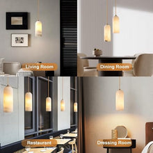 zhongheng Alabaster Pendant Light Kitchen Island, D3.9 White Fixtures,Natural Marble Shade and Brass Metal Frame,Adjustable Ceiling for Dining Room, Bedroom