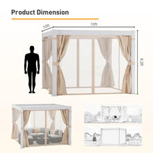 COSIEST 10'×10' Louvered Aluminum Pergola with Adjustable Roof, Netting & Curtains White
