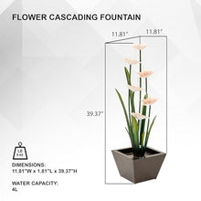 XBrand 39-Inch Freestanding Sculptural Metal Multi-Tier Flower Water Fountain with LED Lights, Multicolored