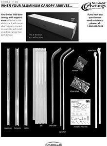 NuImage Awnings 1100 Series Aluminum Door Canopy with Support Arms White