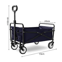 PUCNHZYNW Handcart, Portable Garden Trolley Cart Heavy Duty Wagon Multi-Function Shopping Cart for Outdoor Camping Beach Supermarket Pull Truck with 4 Wheels, Load 60Kg/Blue