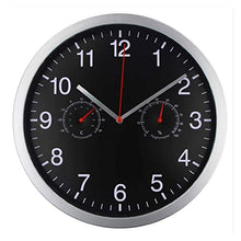 KYTGFH Metal Silent Quartz Wall Clock Quiet Movement Thermometer Hygrometer Black and White
