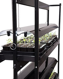 Gardener's Supply Company 3-Tier Grow Light Plant Stand with Three Watertight Shelf Trays | Includes 6 Bright 6500K Color LED Full-Spectrum Bulbs for Optimal Indoor Growing