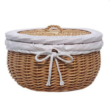 OREKPOT Rattan Storage Basket Woven Fruit Snack Storage Box Picnic Basket Wedding Decoration Outdoor Home Desktop Decoration，with Cover