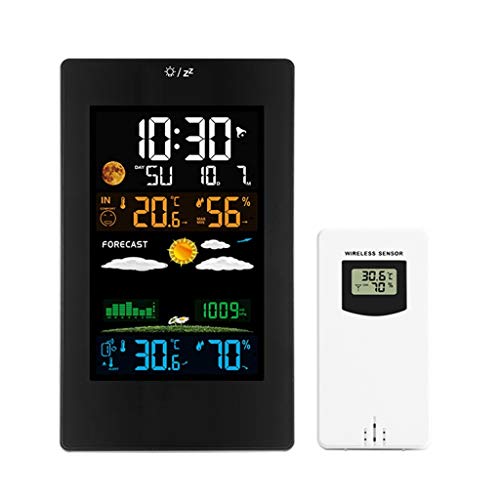 Weather Station 3 Channel Color Screen Weather Clock Indoor and Outdoor Temperature and Humidity Thermometer