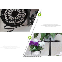 RWGOVLU 3-Level Plant Stand, Folding Flower Pot Holder for Outdoor, Indoor, Wrought-Iron Stand, for 3 Flowerpots for House, Garden, Terrace and Garden,Black