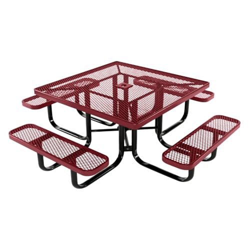 COATEDOUTDOORFURNITURE 46In Square Picnic Table, Expanded, Burgundy, Kids
