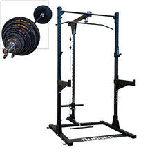 Rugged Strength & Fitness Half Rack with Lat Attachment Black