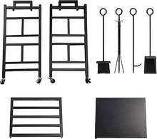 PPOIUYK Firewood Rack Outdoor Log Rack with Hooks Holder and Wheels, Stand Firewood Rack Indoor