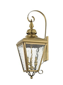 Livex Lighting 2033-01 3-Light Outdoor Wall Lantern, Brass