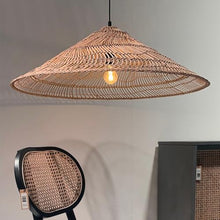 Natural Rattan Pendant Light, Boho Rattan Handwoven Pendant Lamp, Rustic Farmhouse Hanging Light Fixture for Kitchen Island, Dining Room, Living Room, Bedroom, Restaurant, Entryway, Foyer(23.6in)