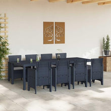 LKJVFCPW 9-Piece Outdoor Garden Dining Set, Patio Furniture Table and 8 Chairs for Backyard Terrace, Weather-Resistant Polypropylene, Large Seating Capacity, Anthracite