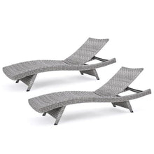 Christopher Knight Home Crete Outdoor Wicker Chaise Lounge Set of 4 Grey