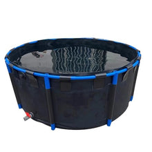 Frame Swimming Pool, Large Outdoor Folding Mobile Anti seepage Water Storage Tank, Black Aquarium Pool Pond With Drain Valve, PVC Round Canvas For Breeding Ponds Fish Tank Koi Goldfish(1.2X1M 1130L)
