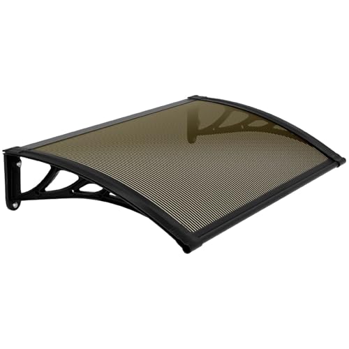 Outdoor Polycarbonate Patio Door Awning Rain Snow Protection for Porch Balcony Deck Entrance Brown 120x300cm/47x118in