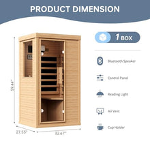 SunSwell Wood Infrared Sauna, 1 Person Traditional Home Sauna