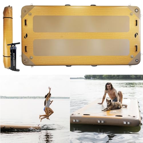 Paddle North Utility Dock Inflatable Swim Platform 12' Wood Grain