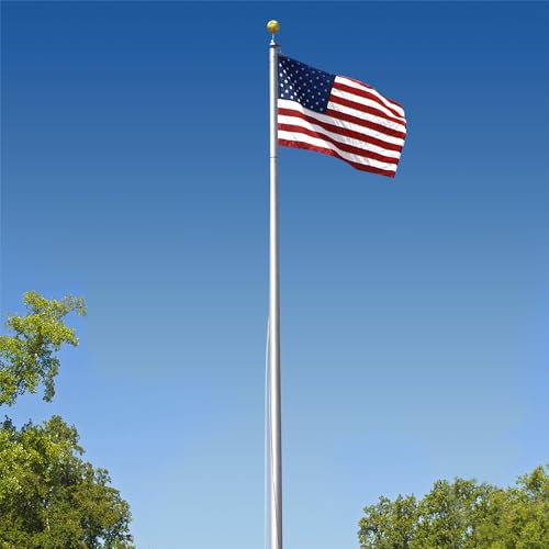 Super Tough Commercial Grade 25ft Flagpole Clear Finish for 4' x 6' American Flag
