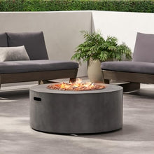 Dancongtea 32" Round Iron Fire Pit Stone Gray 40,000 BTU