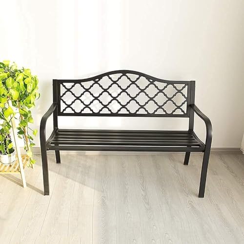 CUTPOIY Outdoor Garden Bench Garden Bench Patio Bench Park Courtyard Metal Bench with Backrest Comfortable Seat for Porch, A1 Without Cushion