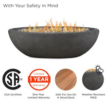 Real Flame Riverside 58" Oval Propane Fire Pit Bowl, Push-Button Ignition, Includes 28" Stainless Steel Burner, Lightweight 50,000 BTUs, Adjustable Flame Height - Shale