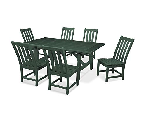 POLYWOOD® Vineyard 7-Piece Rustic Farmhouse Side Chair Dining Set in Green