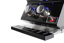 Whistler Outdoor Kitchen Double Burner for NG/LP - Built In Side Burner with Cooking Grip & Drip Pan,2 * 12000BTU Side Burners for BBQ Island,Ramp Control Panel Glossy Black