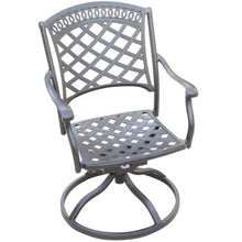 Darlee Sedona Cast Aluminum 4 Pc Set Swivel Rocker Dining Chair Set in Antique Bronze/Beige Canvas