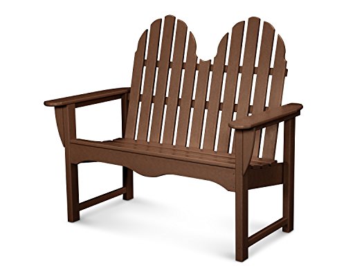 POLYWOOD Classic Adirondack 48" Bench, Mahogany - Heavy Duty HDPE Outdoor Patio Bench for Garden, Deck, Porch & Dock - 2 Person Seating