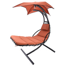 New Hanging Chaise Lounger Chair Arc Stand Air Porch Swing Hammock Canopy Orange
