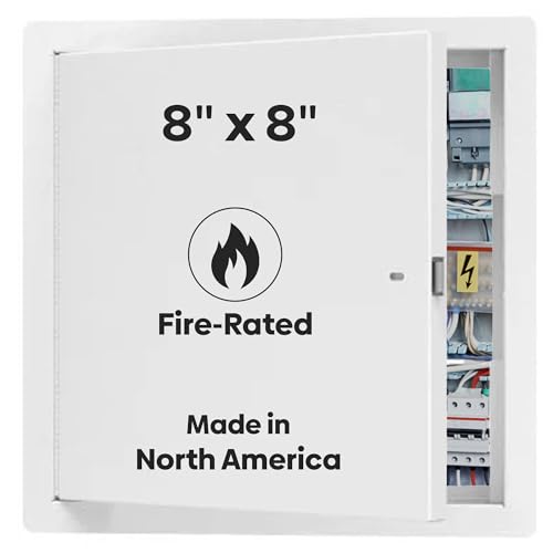 Best 8" x 8" Uninsulated Fire Rated Metal Access Panel – Uninsulated Wall Access Door with Flange, 1-1/2 Hour Rated, 16-Gauge Cold-Rolled Steel, Self-Latching, LEED Compliant, BA-FRN