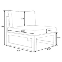 LeisureMod 4-Piece Armless Outdoor Patio Sectional Set with Cushions – Modern Blue Patio Chairs for Garden, Deck, or Backyard