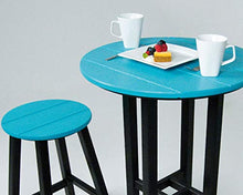 Poly-Wood Contempo 24-Inch Round Bar Height Table, Black Frame, Teak