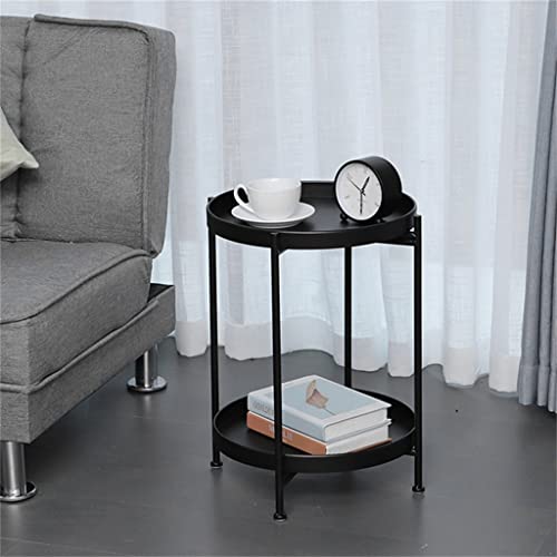 NRFJFOP Side Table Wrought Iron Double-Layer Small Coffee Round Living Room Mini Sofa