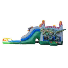 XJUMP T-Rex Dinosaur Inflatable Water Slide Bounce House Green