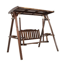 ELUKHT Creative Hotel Patio Porch Swing Glider with Stand Patio Wooden Chair Swing with Stand Outdoor Lounge Chair Outside Furniture Outdoor Swing Chair Bench