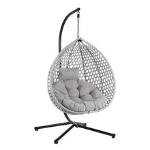 U_STYLE Sturdy Hammock Chair with Stand, Durable Hanging Egg Chair with Rattan Weaving ,Comfortable Indoor Outdoor Swing chairs with Soft Removable Cushion,Suitable for Balcony, Bedroom,or Garden
