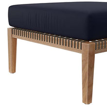 Modway Clearwater Outdoor Patio Teak Wood 4-Piece Sectional Sofa in Gray Navy
