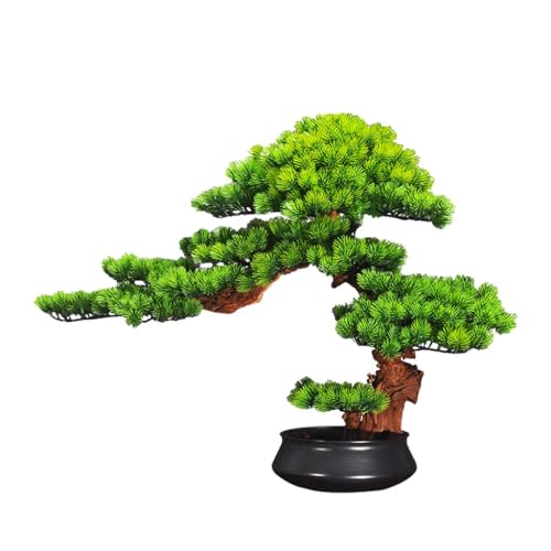 QWERAXZG Simulation Bonsai Welcome Pine Solid Wood Green Plant Decoration Living Room Entrance