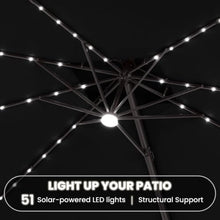 OROTLECT 12' X 9' Rectangular Patio Cantilever Solar Led Light Umbrella with Weighted Base – Effortlessly Movable by One Person