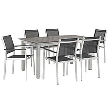 Modway Shore 7-Piece Aluminum Outdoor Dining Set Silver Black