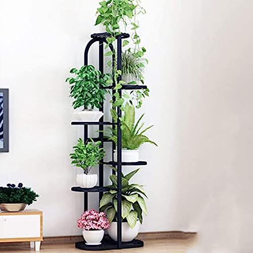 ZHOUYANB Plant Stand Indoor - Metal Iron Shelf Multiple Flower Pot Holder Shelves Planter Display Rack Storage Organizer For Balcony Garden Outdoor Corner Porch (white 4 Tier) (black 7