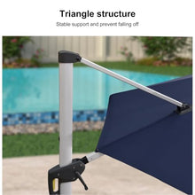 OROTLECT 12 Feet Outdoor Double Top Round Deluxe Lighted Cantilever Umbrella With Base,Navy