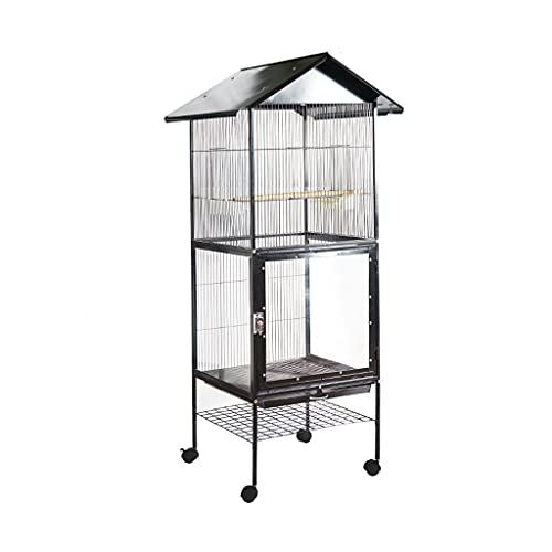 QTBH Flight Cage Parrot Cage Large Breeding Cage Metal Luxury Villa Large Outdoor Cage Bird Cage Acrylic Cage Used for Group Bird Breeding Large Birds Bird Cage (Color : Black)