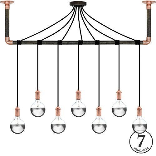 Eclectic Black and Copper Pendant Light Wrapped Ebony Black and Copper Ceiling Bracket - Hangout Lighting