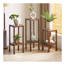 WOAITIANTIAN Vase Stand Low Leg Bonsai Rack, Home Decoration Wood Plant Stand Walnut Colour(Large)
